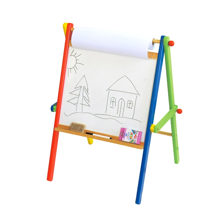 double side adjustable kids whiteboard with easel , small wooden easel , chalk board with easel