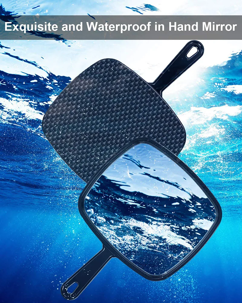 Custom Logo/Packing Hand Mirror Extra Large Black Salon Barber Hairdressing Handheld Mirror with Handle