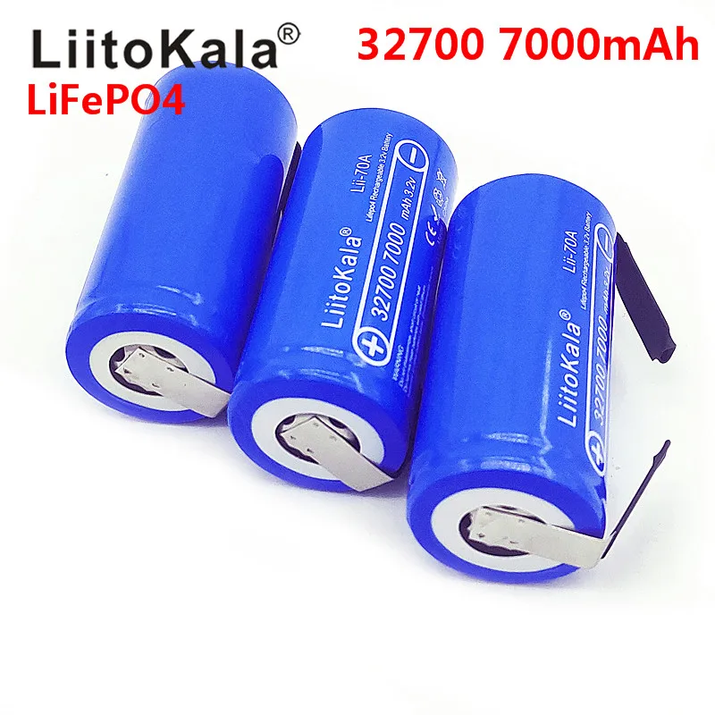 2020 LiitoKala 3.2V 32700 7000mAh 6500mAh LiFePO4 Battery 35A Continuous Discharge Maximum 55A High power battery+Nickel sheets