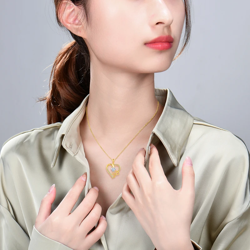 925 Sterling Silver Female Necklace Heart Shape Cubic Zircon Rhodium Plated Letter Jewelry Infinity Heart Pendant For Women