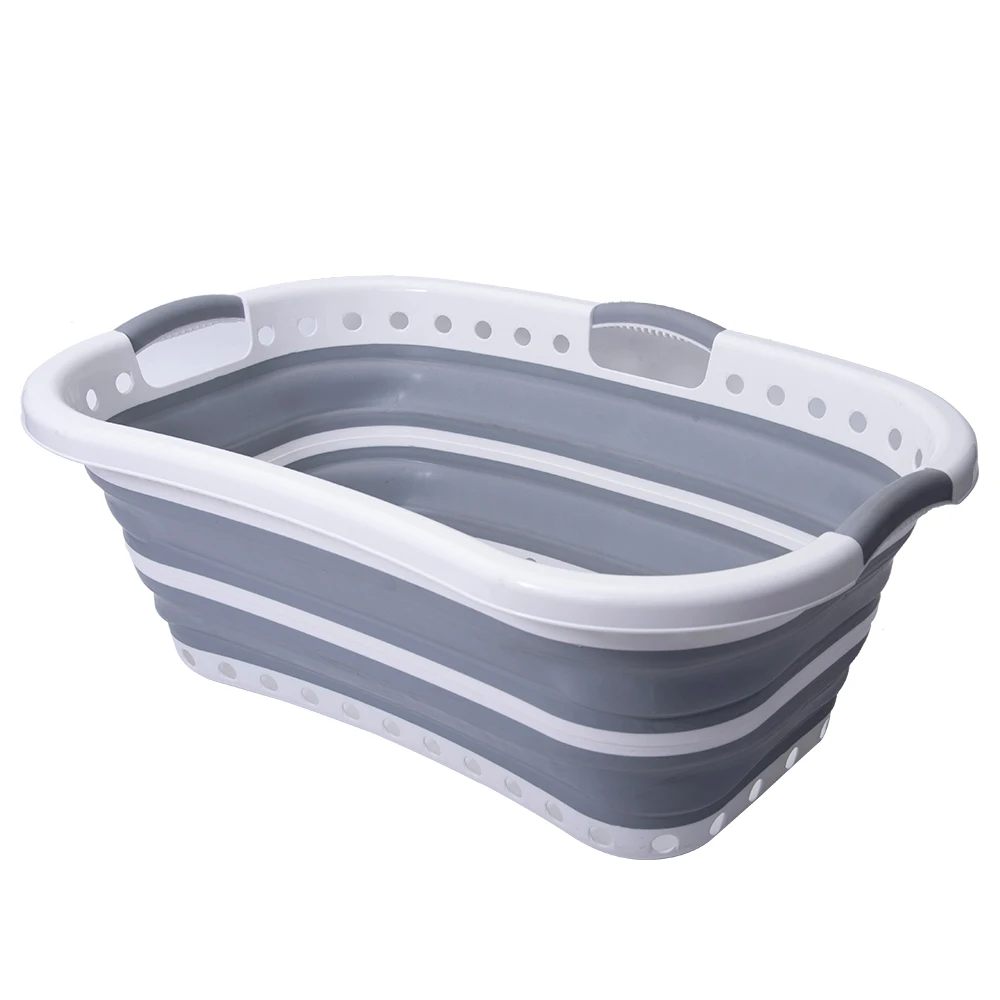 Большая складная корзина для белья с удобными нескользящими ручками