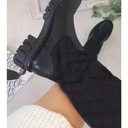 Laidy 2022 Microfiber Leather Fleece Thick British Retro Knight High Boots Warm Botas Mujer Platform Winter Boots for women