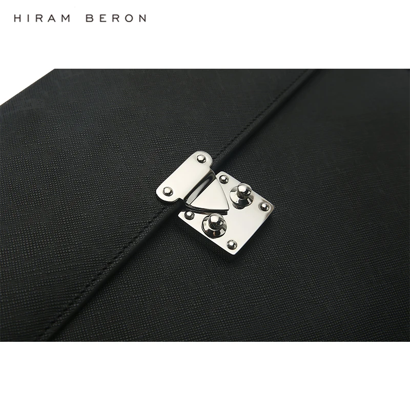 Hiram Beron Italian Saffiano Metropolitan Portfolio Leather Briefcase Bags for Men Official Work Wholesale Dropship