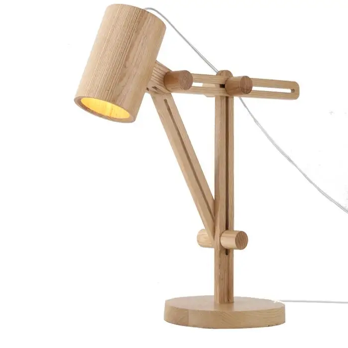 Необычные деревянные настольные лампы натуральный цвет Настольная лампа для читального зала