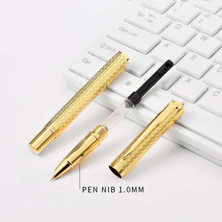 New Arrival Designer Fountain Pens Luxury Metal Shining Gold Color High calligraphy Quality Fountain Pen Stylo Plume