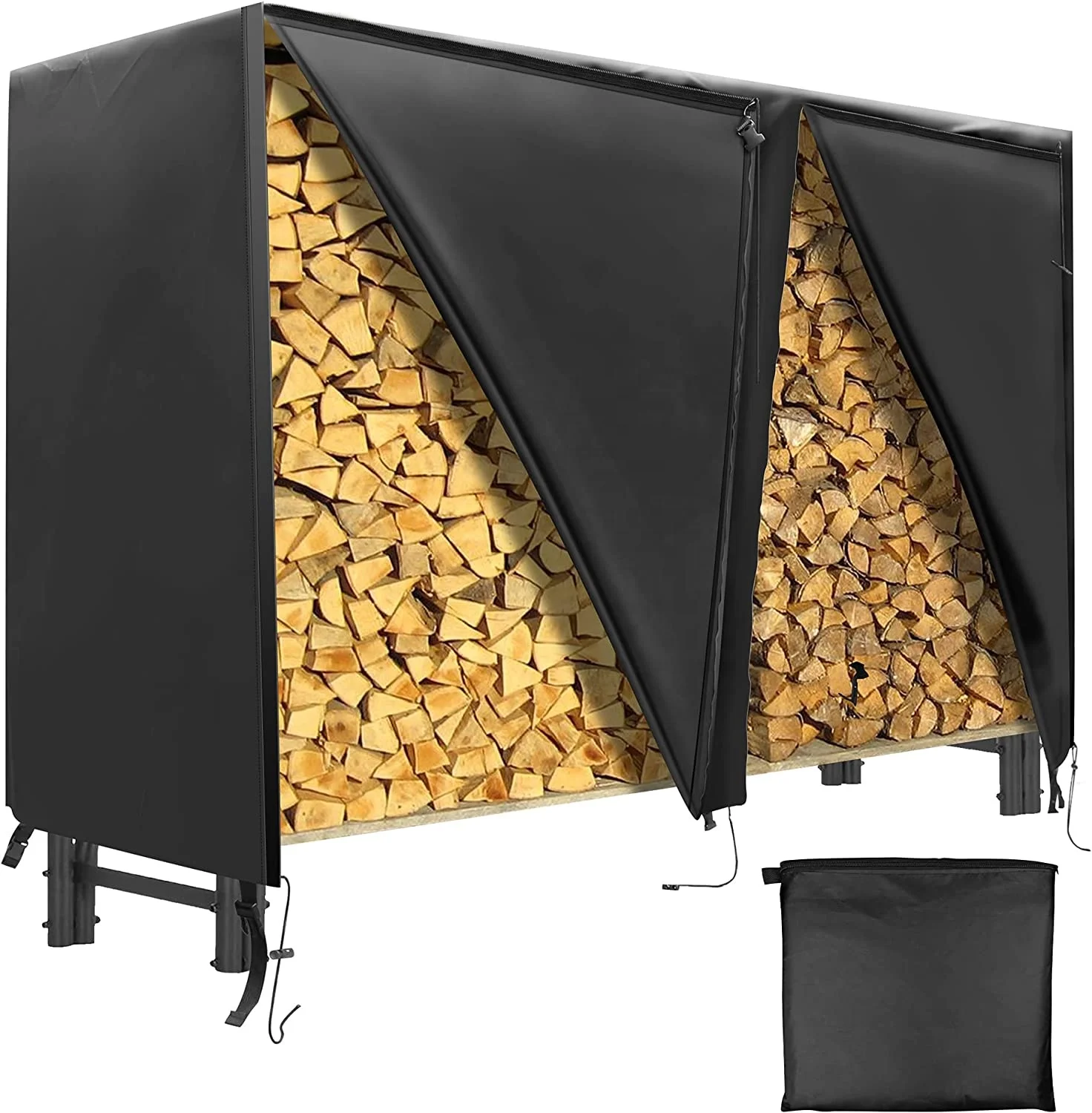 4 Feet Firewood Rack Snow Protector with Durable Fabric Fits for 4 Seasons Firewood Log Rack Cover, Heavy Duty Waterproof