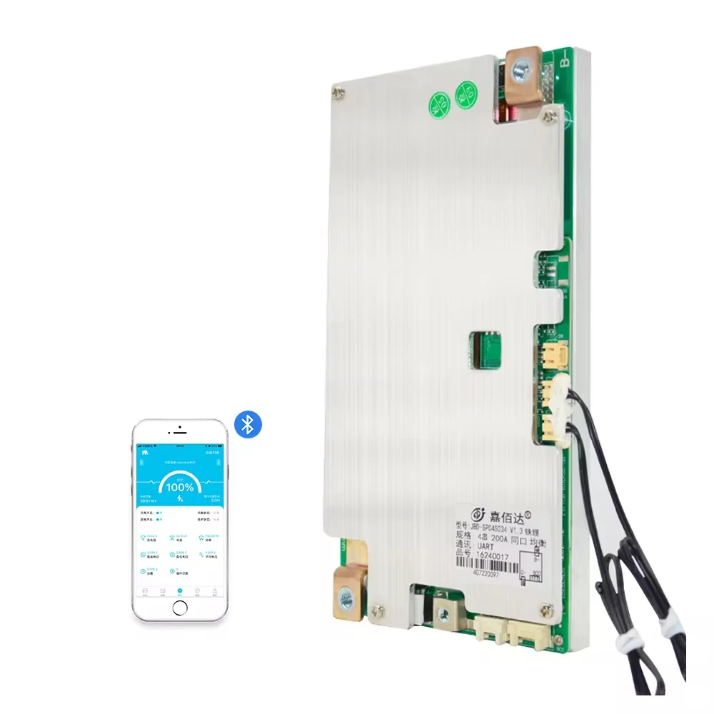 JBD высокоток 100A 200A 3S 4S 12 В LFP NMC Smart BMS с BT UART RS485 система управления батареей с функцией нагрева