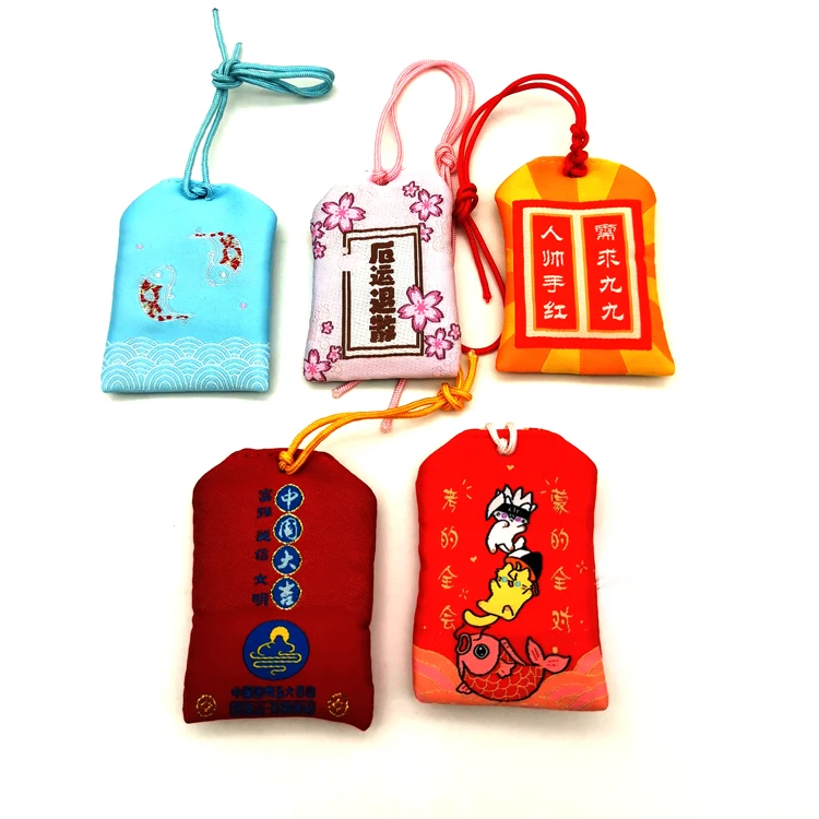 YYX Custom Anime Japanese Omamori Pouch Bag Lucky Charms Pouch Love Health Safety Amulet Sachet Omamori Embroidery Fabric Crafts