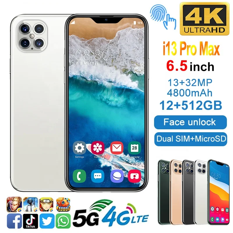 Мобильный сотовый телефон smallorder PA01 i13 Pro Max, 12 Гб + 512 ГБ, 6,5 дюйма, Android 10,0, 4800 мАч