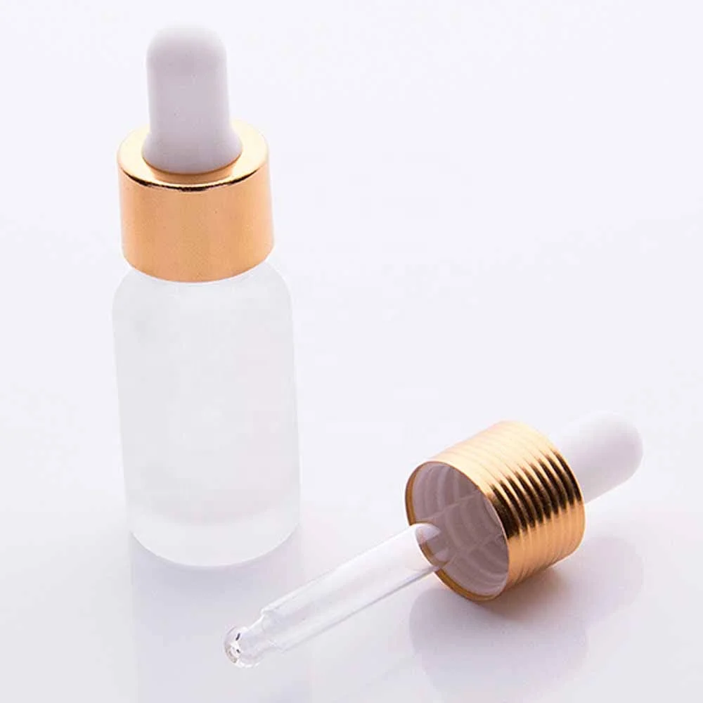 Hot sale Wholesale Price Glass Dropper Bottle for Cosmetic oil Packaging Luxury Frosted Clear with gold screw cap size 30ml