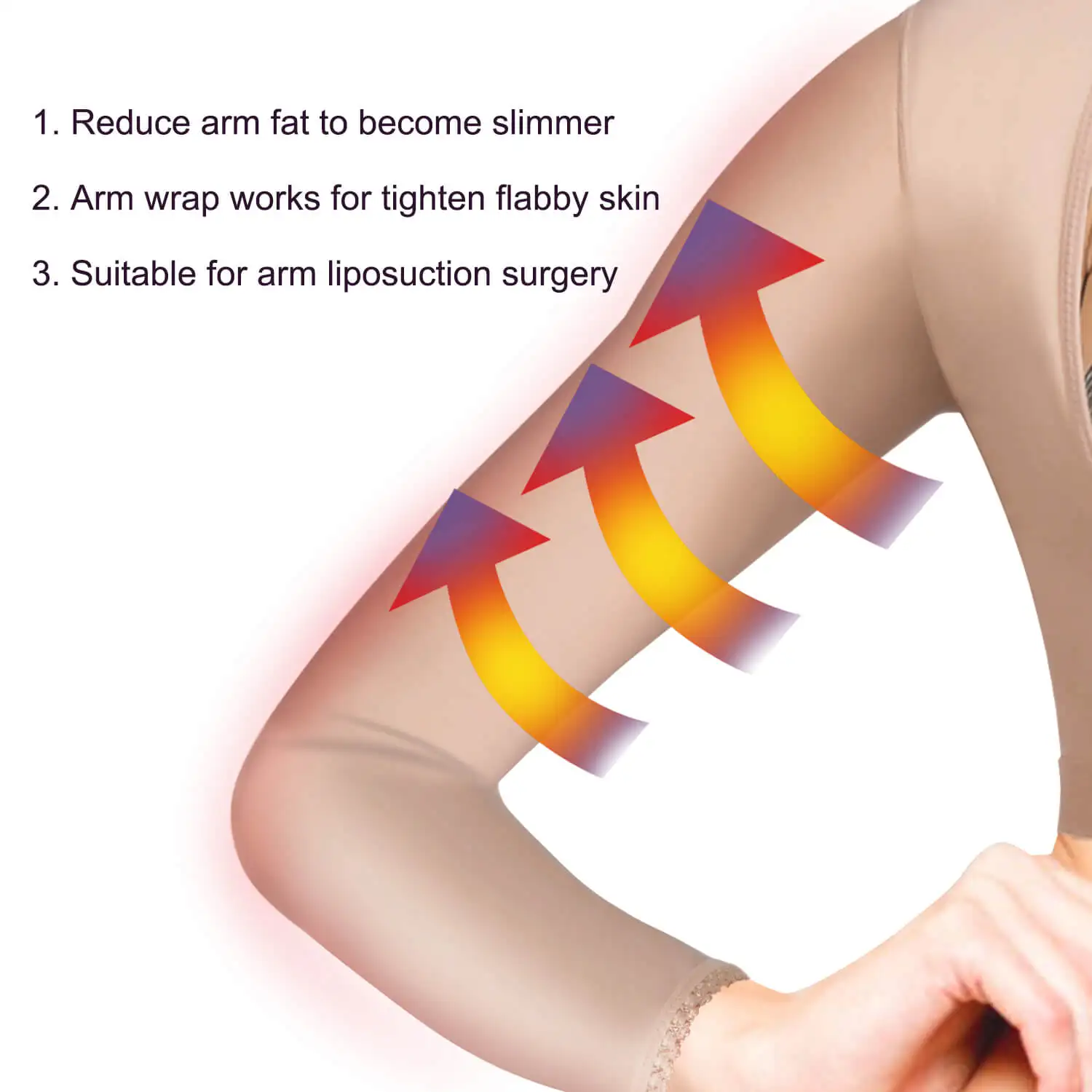 Tight elastic cool long sleeves Adjustable detachable buckles U-shaped chest support design upper arm body shaper