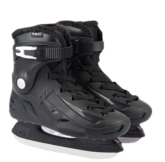 High quality rental fixed size black ice skates shoes for kids and adults
