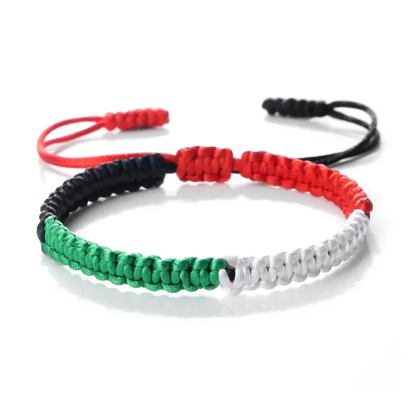 Wholesale Meaningful Gift Flexible Rope Colorful Adjustable Handmade Braided Woven Bracelet for Party