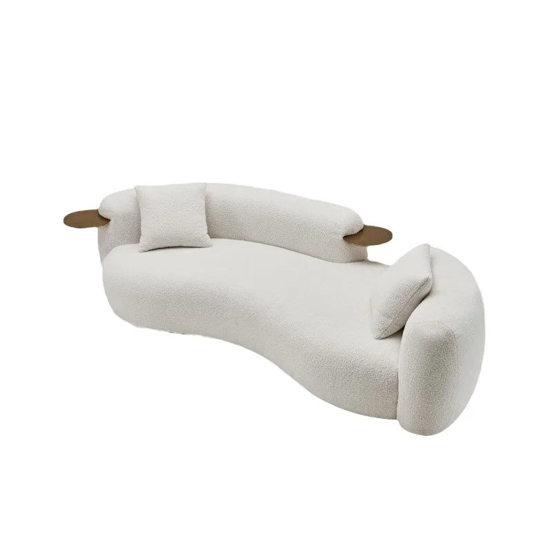 Pea sofa cream style Italian minimalist light luxury curved cashew lamb velvet mesh red designer fabric sofa