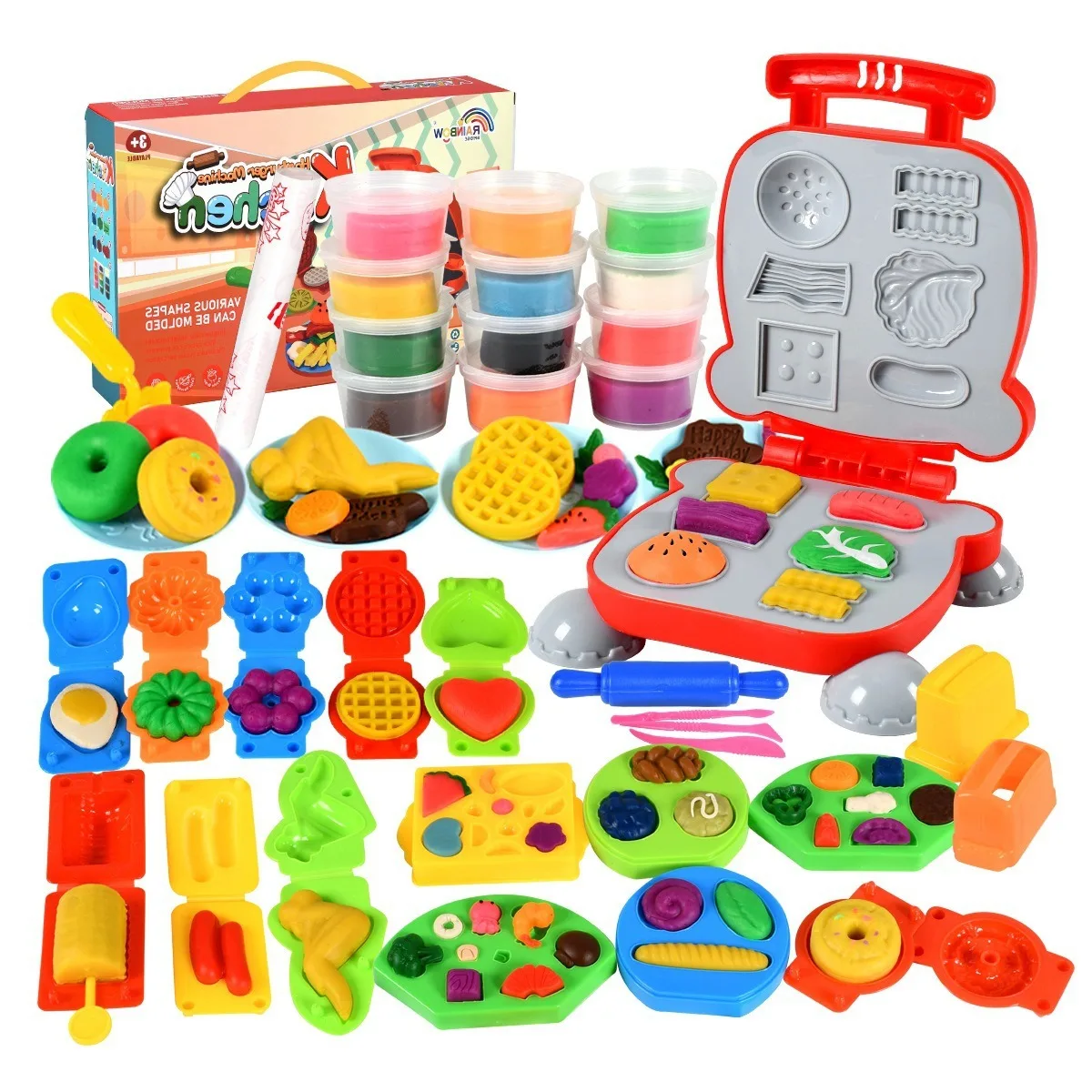 Explosive toy Magic Play dough Color Polymer Clay Tool set Kids Stamp non-toxic toy Diy noodle maker mold Play dough toy