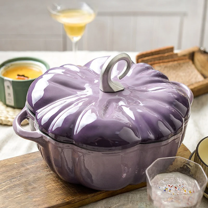 Hot Sale Pumpkin Shaped Classic Nonstick Deep Dutch Oven with Lid and Dual Handle