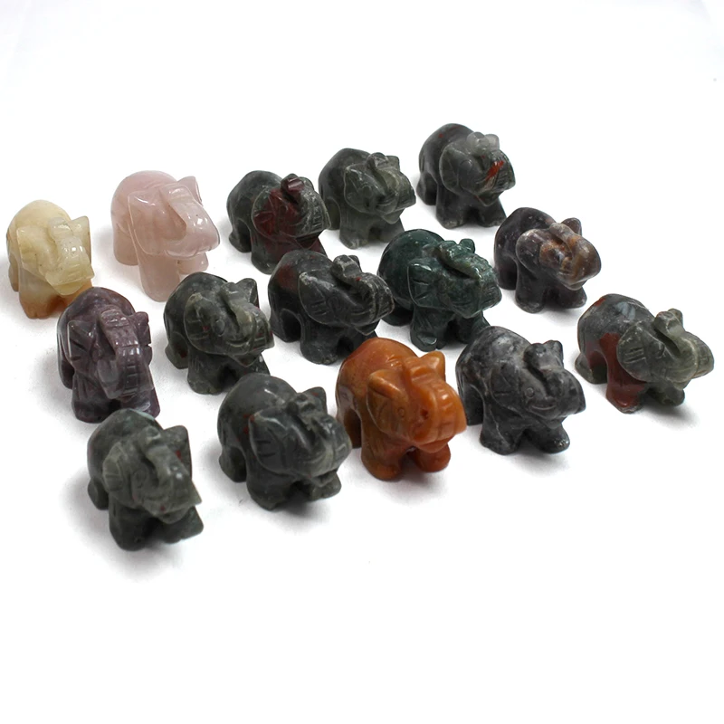 Wholesale natural gemstone  animals carved crystal elephant quartz stone for Home Decoration