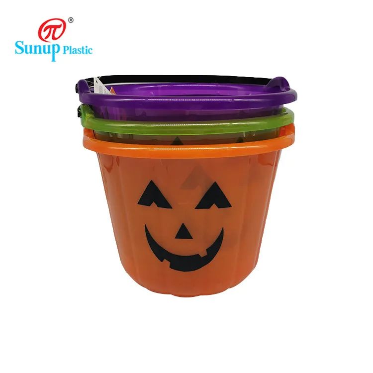 
China Factory Halloween Party Kids Plastic Transparent Pumpkin PP Plastic Bucket 
