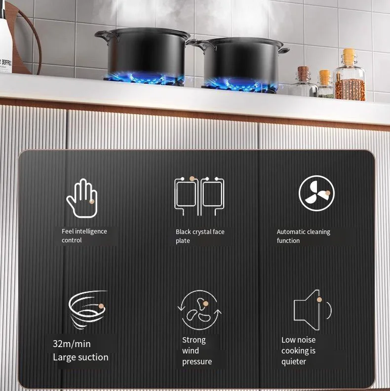 OEM 900mm Double filter intelligent cleaning body feel multi-gear wind speed kitchen hood range hood gas range appliances