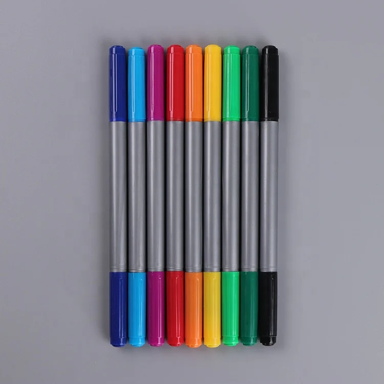 Dual tip brush pen and color marker pen