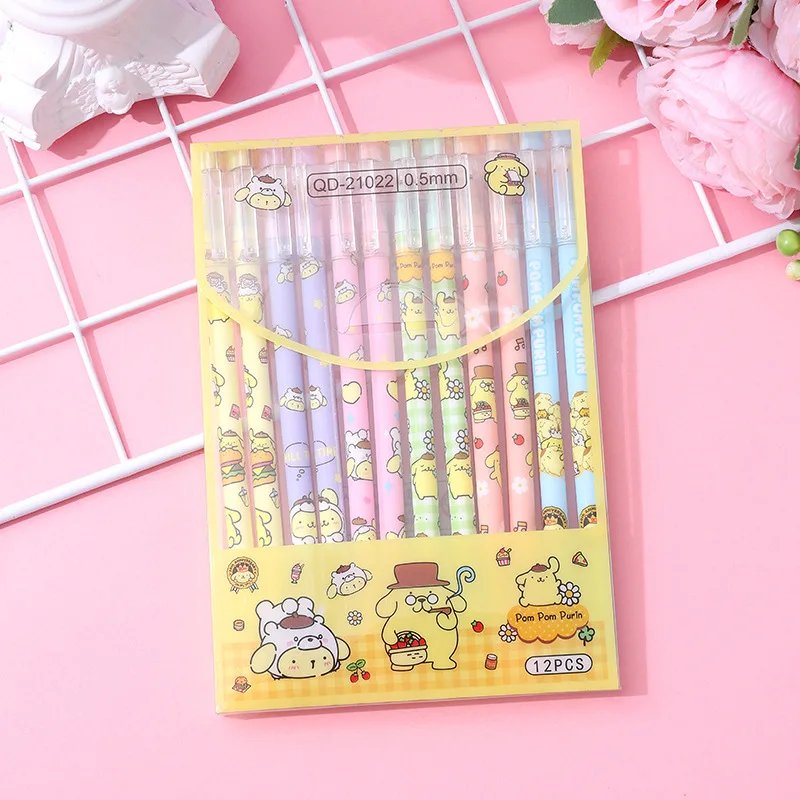 Factory Pen Hello Kt Gel Pen Refill Sanrioed Cinnamoroll Kuromi Melody Cartoon Writing Press Pen Black Stationery Supplies