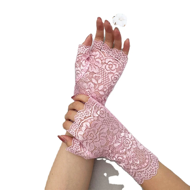 Bridal Accessories Wedding Half Finger Sunscreen Short Gloves Fashion Sexy Women Driving Fingerless Lace Gloves