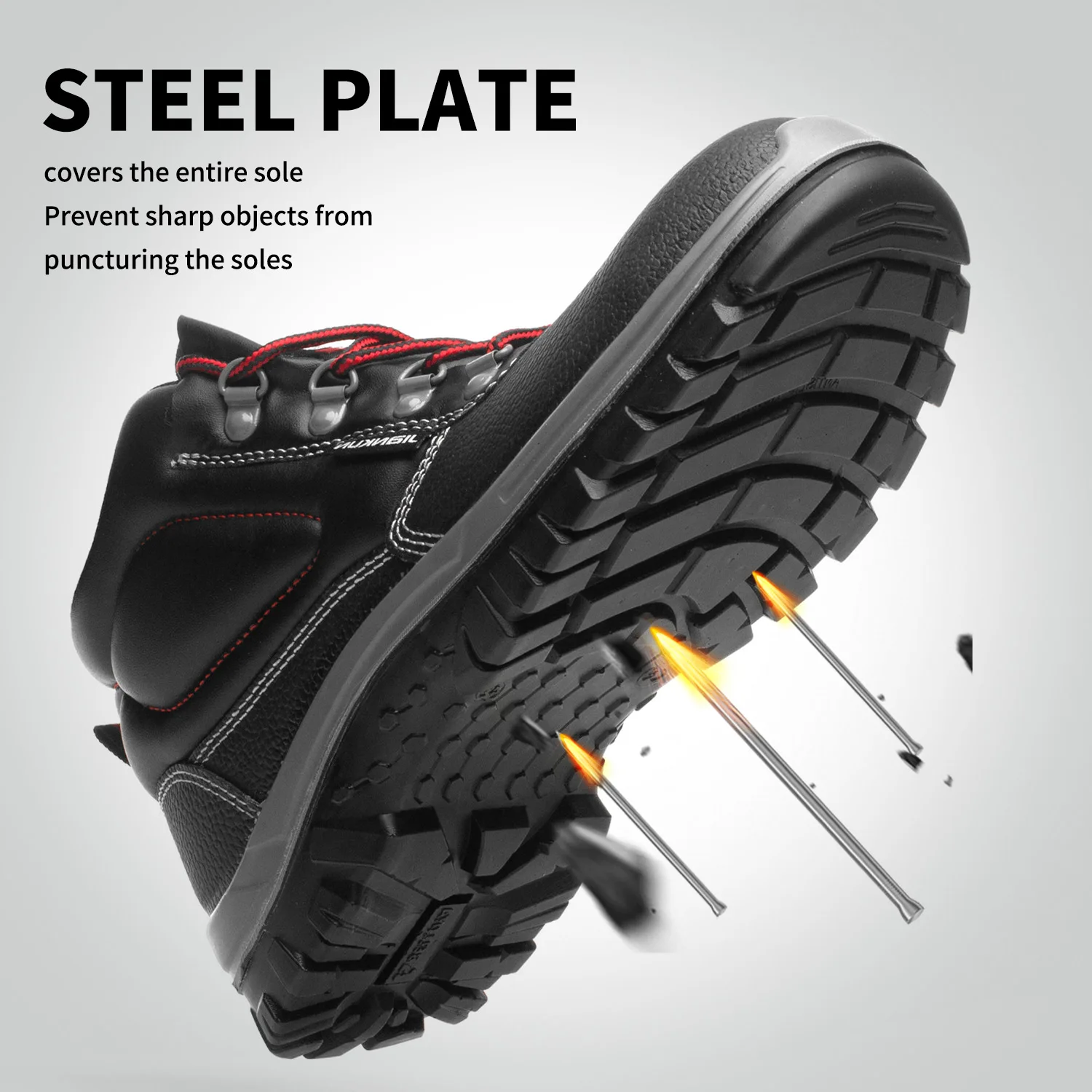 JIANKUN Industrial  shoe eyelet grommet Breathable Steel Toe Leather Shoes stainless   Anti-Impact Protective Safety Feature