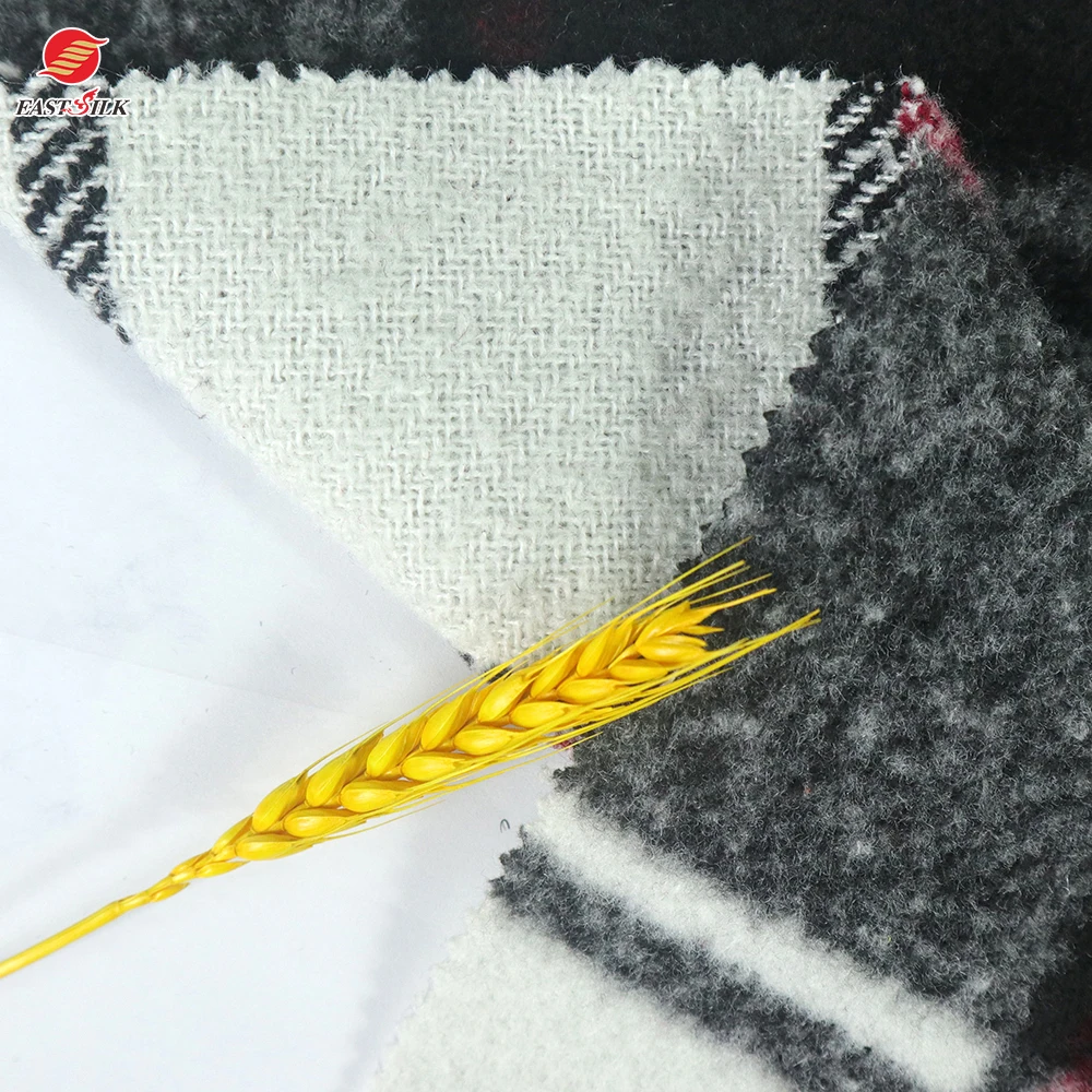 Classic check textiles 400gsm woven coat fleece textiles tweed garment fabric wool plaid fabrics for clothing