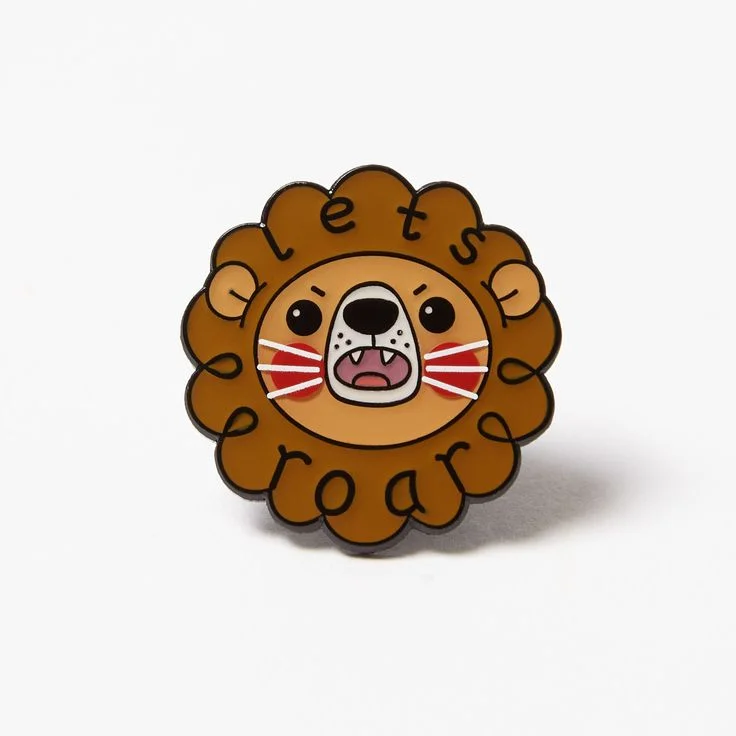 Epoxy Silkscreen Print Dye Black Soft Enamel Pins with Rubber Clutch Kids Love Metal Souvenir Gifts Zoo Animal Lion Enamel Pin