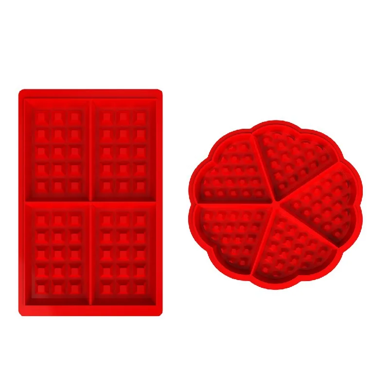 Hot sale waffle mould rectangle silicone bakery molds for waffle easy to release 4pcs mini waffle cookie mold