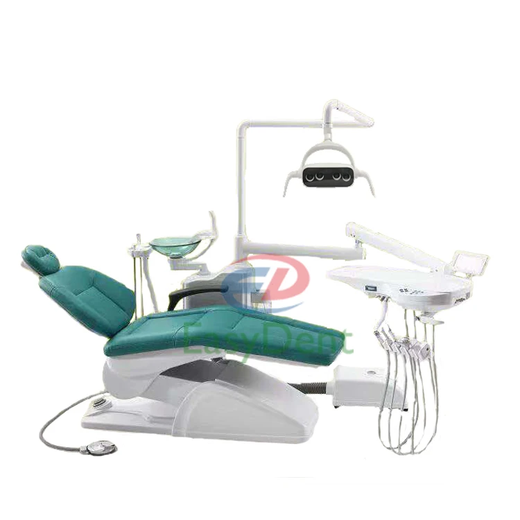 Complete Set Economic Dental Unit Chair with Dentist Stool Scaler Curing Light Handpiece Air Compressor Camera Wooden Case Ce E3