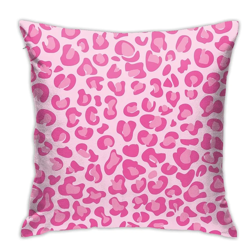 A459 Pillow Case Square Pillowcase Soft Throw Cushion Cover Home Decor Living Room Couch Sofa Car Faux Cheetah Pink Pillow Case