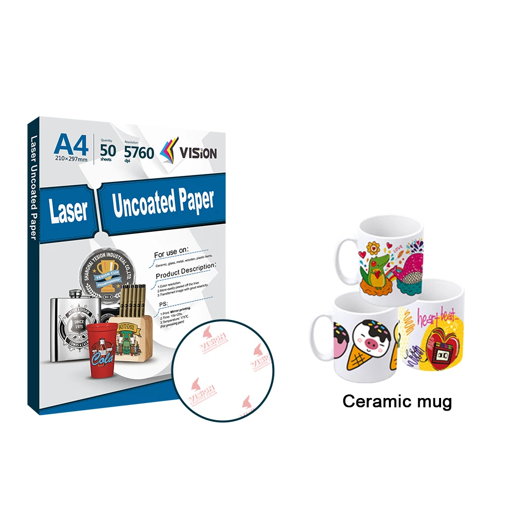 A4 Size  laser heat transfer paper for uncoated pens mugs leather wallet