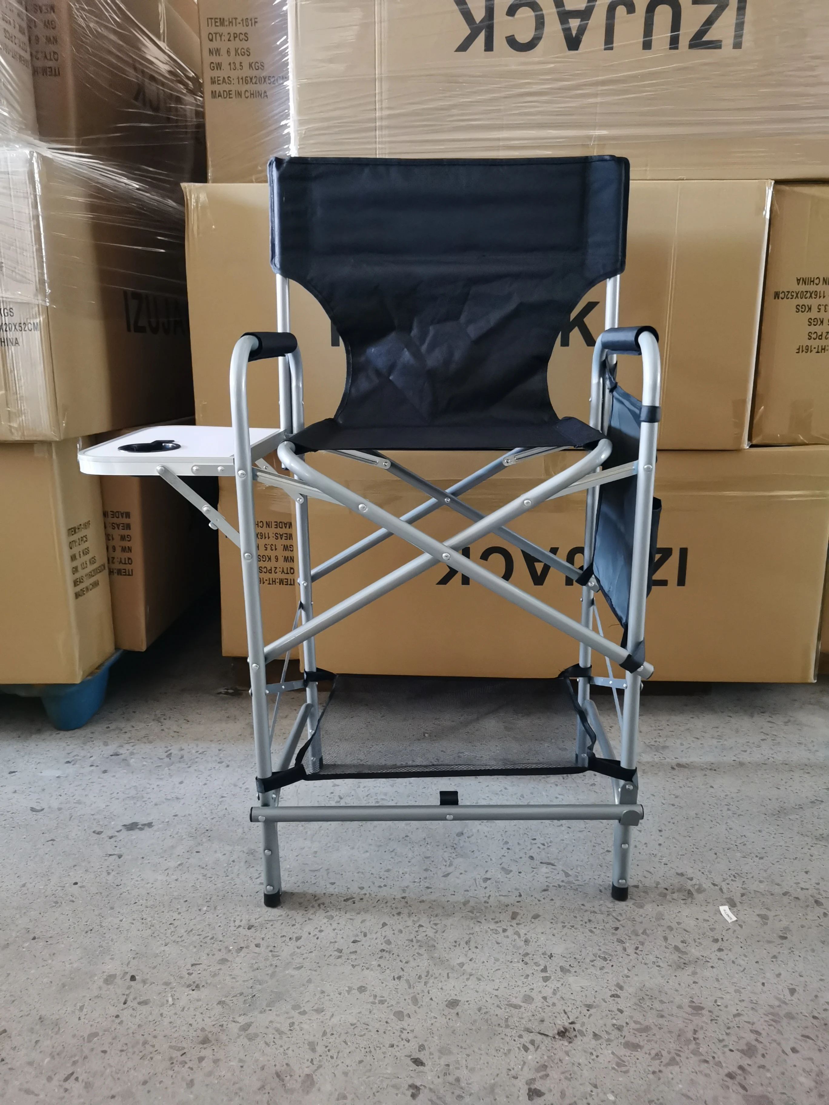 Hitree  Portable Custom Folding director Chair Professional Aluminum Steel Telescopic Cosmetic chaise  make up chair foldable