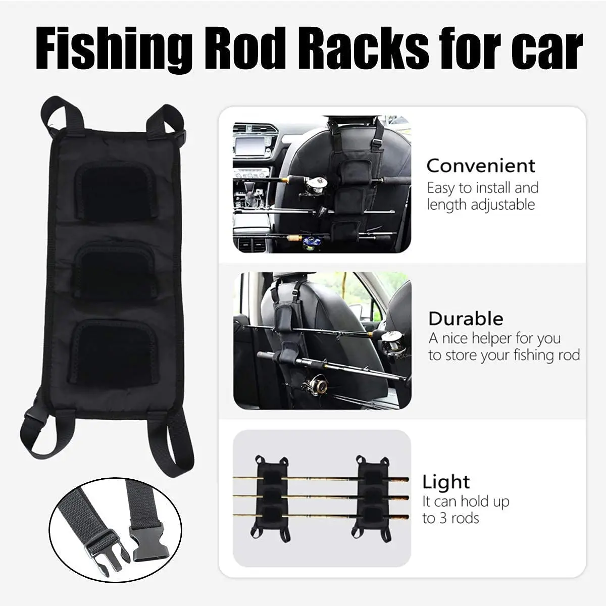 back seat fishing rod holder for cars vehicle carrier backseat pole secure