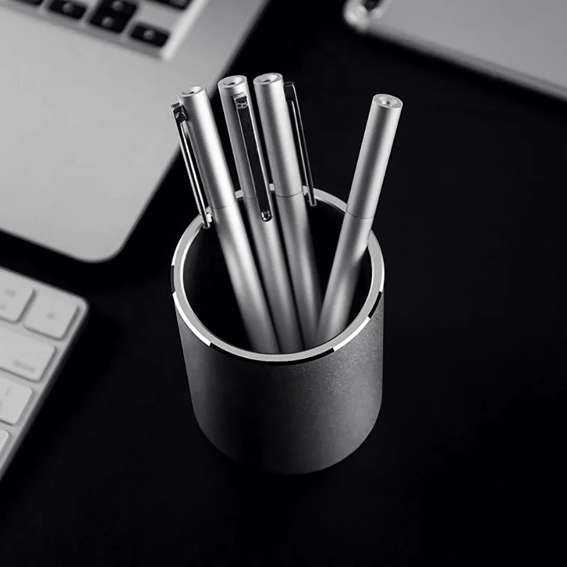 
Aluminum pen holder office desk storage organizer single custom round pen stand metal free laser carving for LOGO 