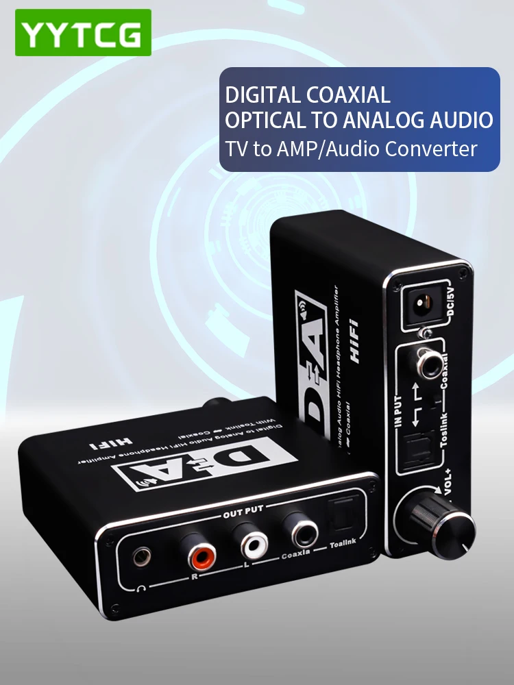 Digital 5.0 Audio Decoder Audio Converter black Mini Digital to  Receiver Extractor  Analog Sound Audio Adapter Amplifier