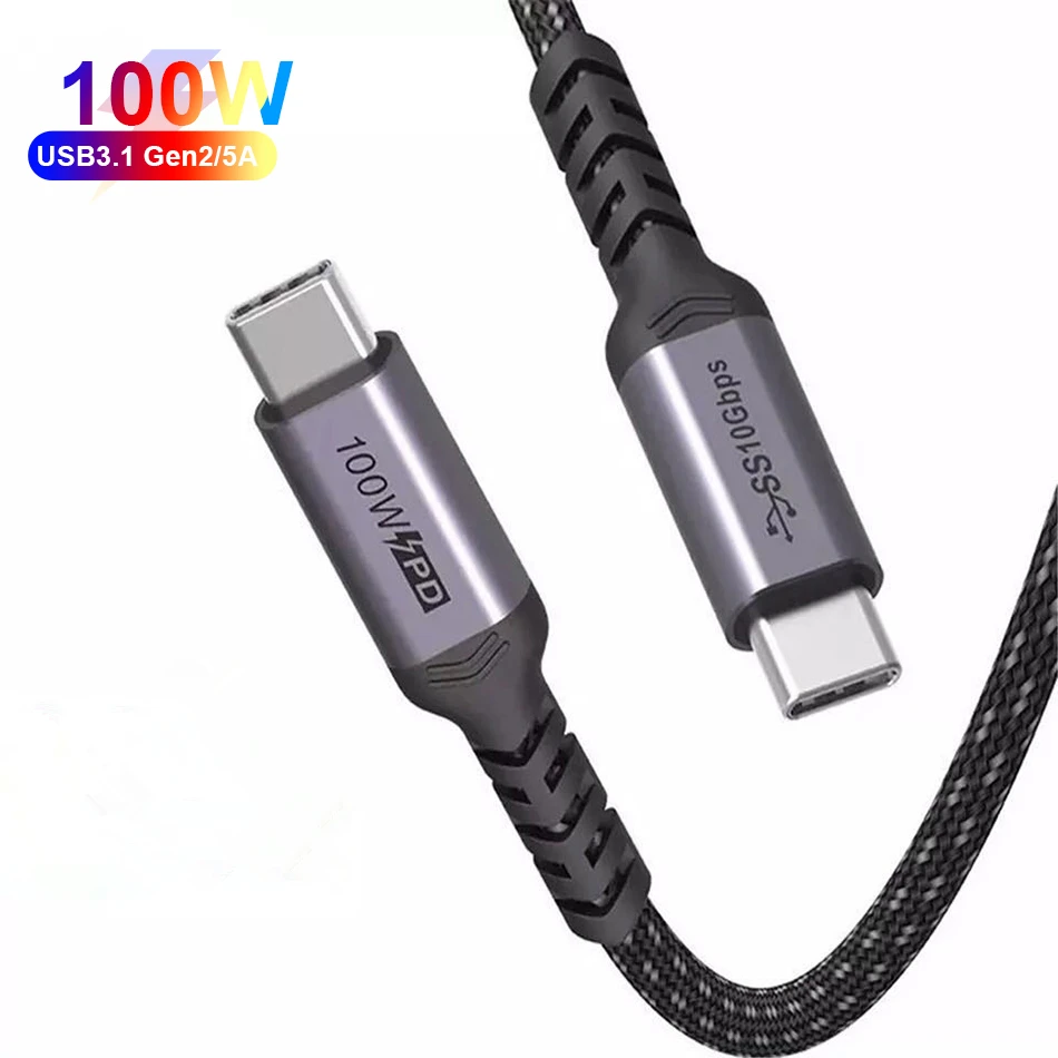 Nylon Braid PD 100W 20V 5A Type C Charging Cable 4K 60Hz 10Gbps Thunderbolt 2 Gen 2 USB 3.1 Emark Phone Charge Cable for MacBook