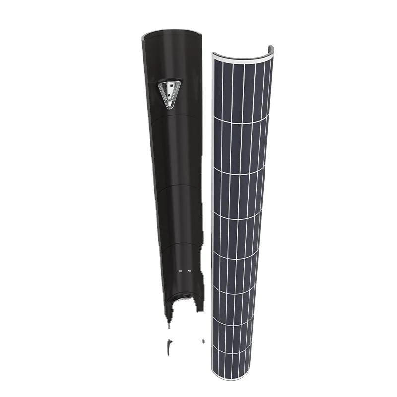 Coll Outdoor Waterproof Iron Solar Street Garden Lights Oval Lamp Pole New Curved Design crystalline Silicon Solar Panel 36W