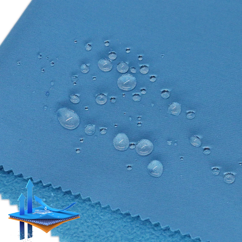 three layer Waterproof polar Fleece Bonded Woven stretch out shell softshell fabric for bomber jacket