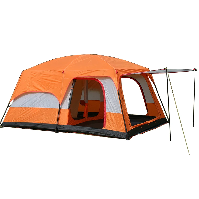 Outdoor two-room multi-person camping tent with foyer portable family thickened waterproof tent