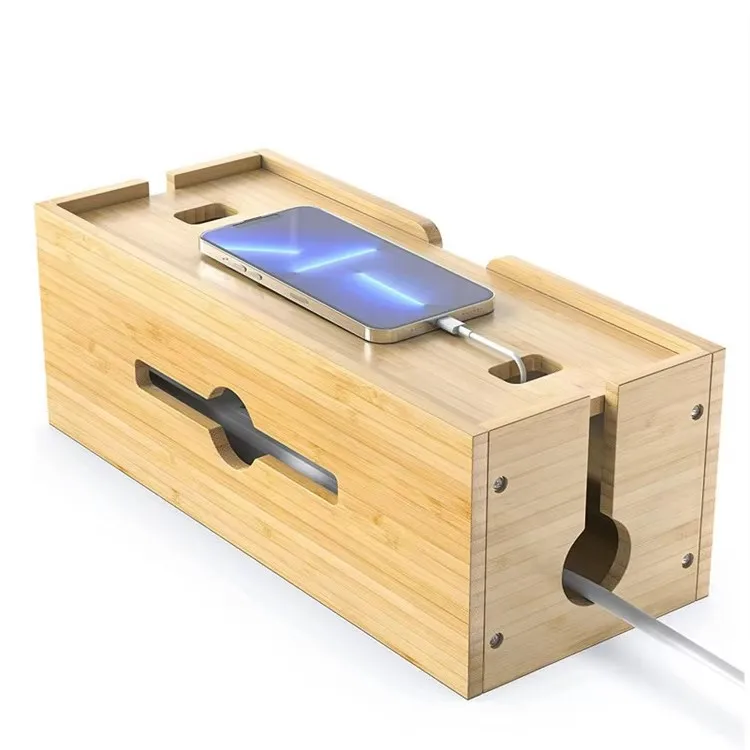 Factory direct sales bamboo wire storage box cable storage bracket wire hidden row socket box