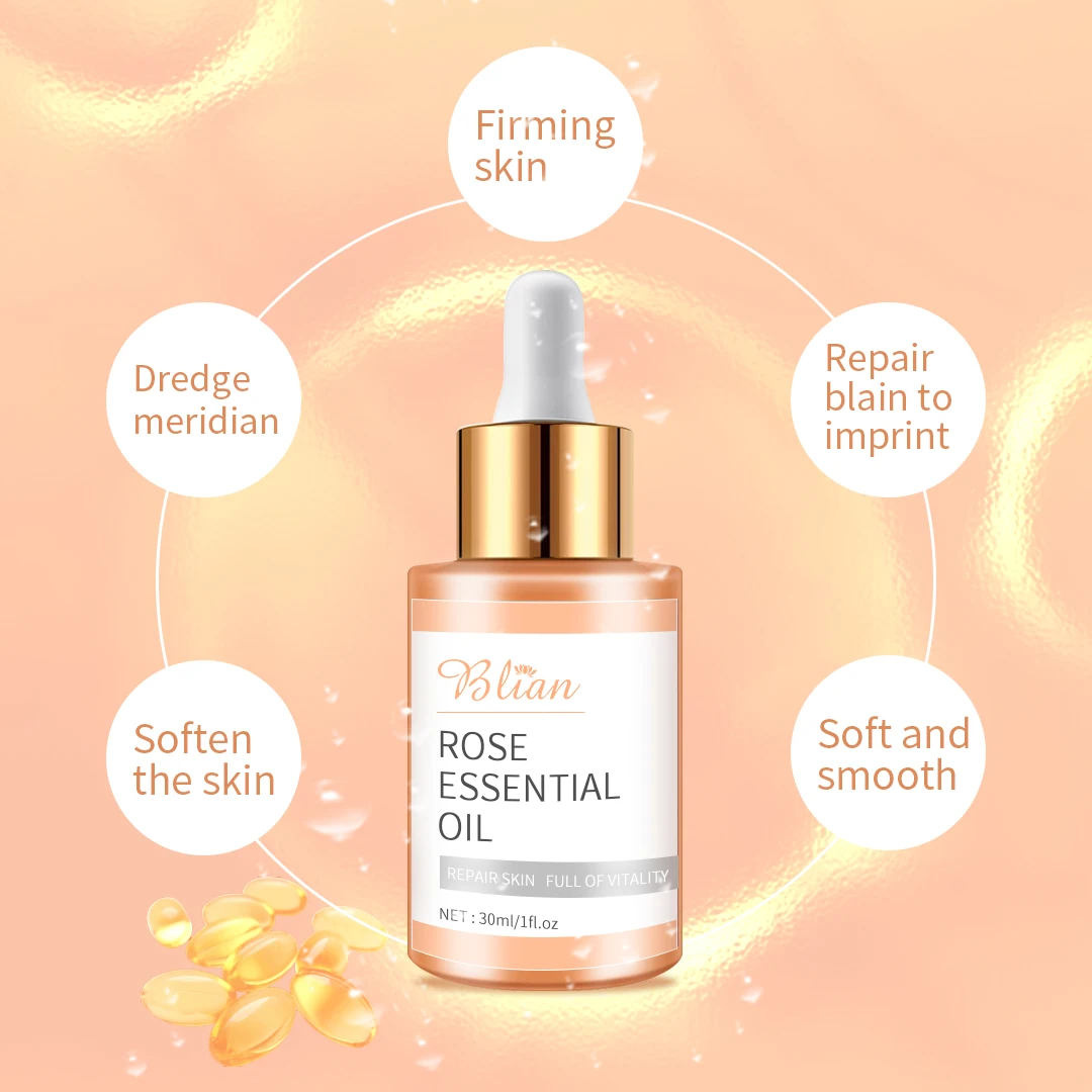 Private Label Rose Essential Oil For Face Care Hyaluronic Acid Alcohol Free Facial Serum Smoothing Remove Acne All Skin Types