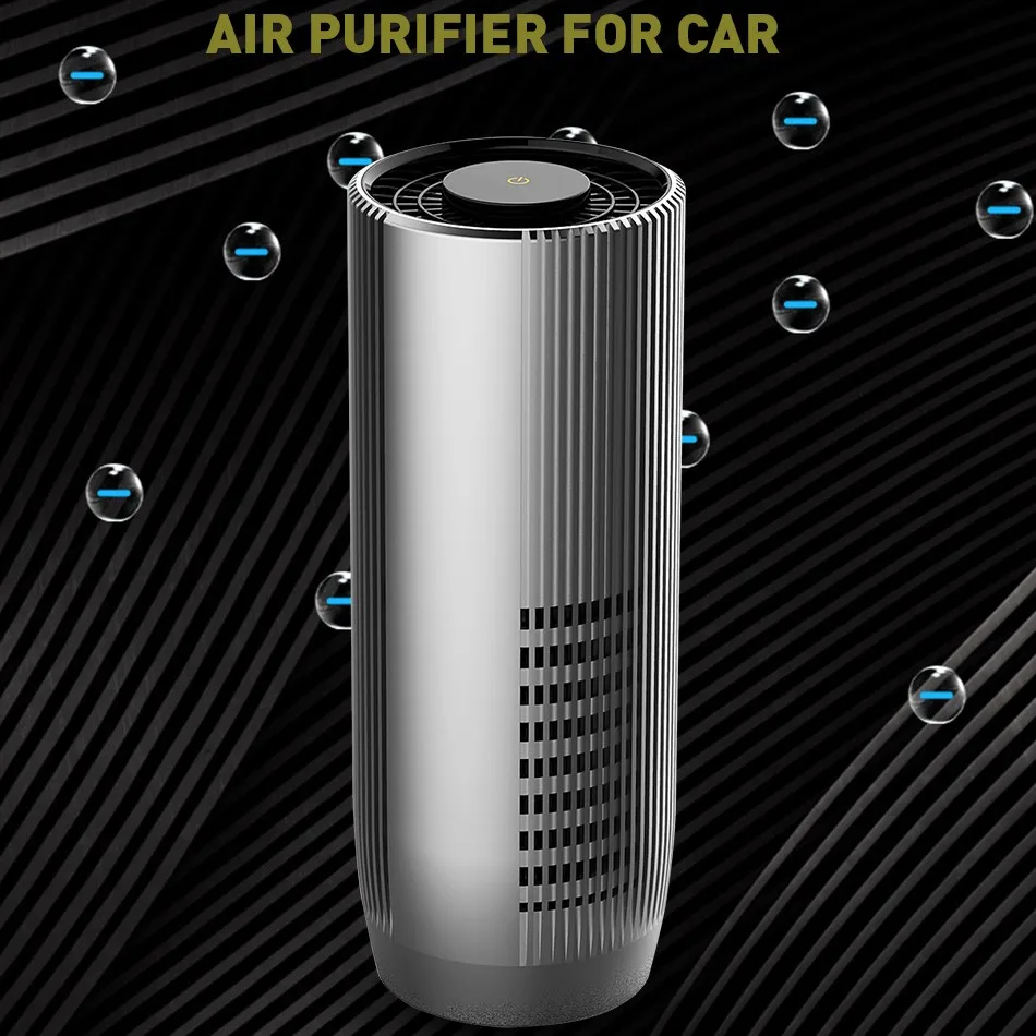 New Design Aluminum Alloy Grey High Efficient Filtration Hepa Filter Air Purifier for Car Home Baby Room