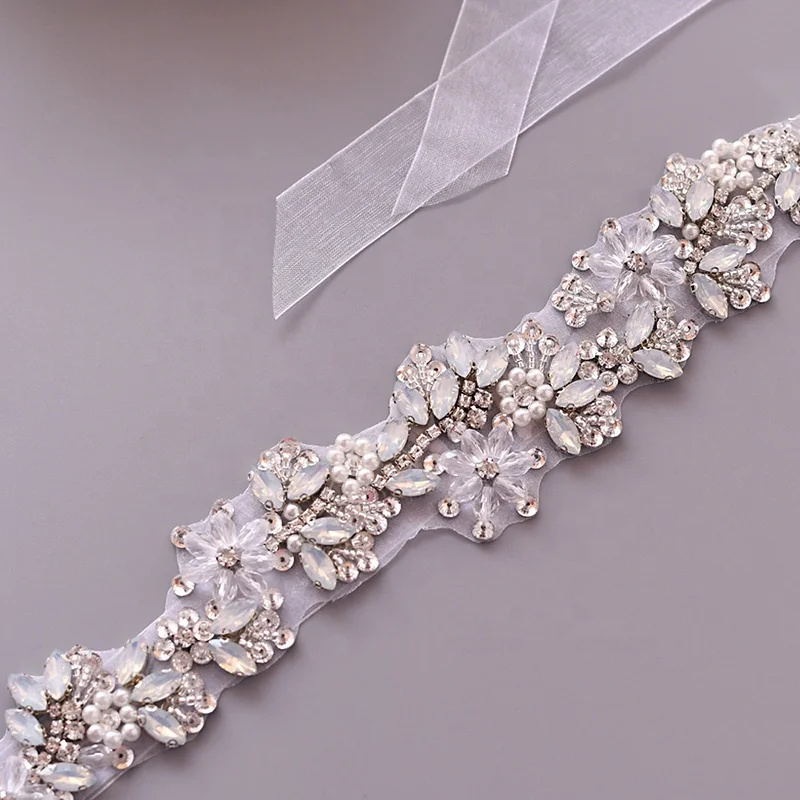 Delicate Crystal Rhinestone Applique Belt Bridal Wedding Sash And Belts For Evening Party Dress Accessories