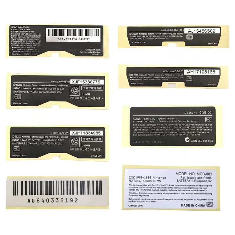 New Label Sticker for Gameboy Advance Color Pocket GBA SP GBA GBC GBP Game Console Label Tag Marking Sticker
