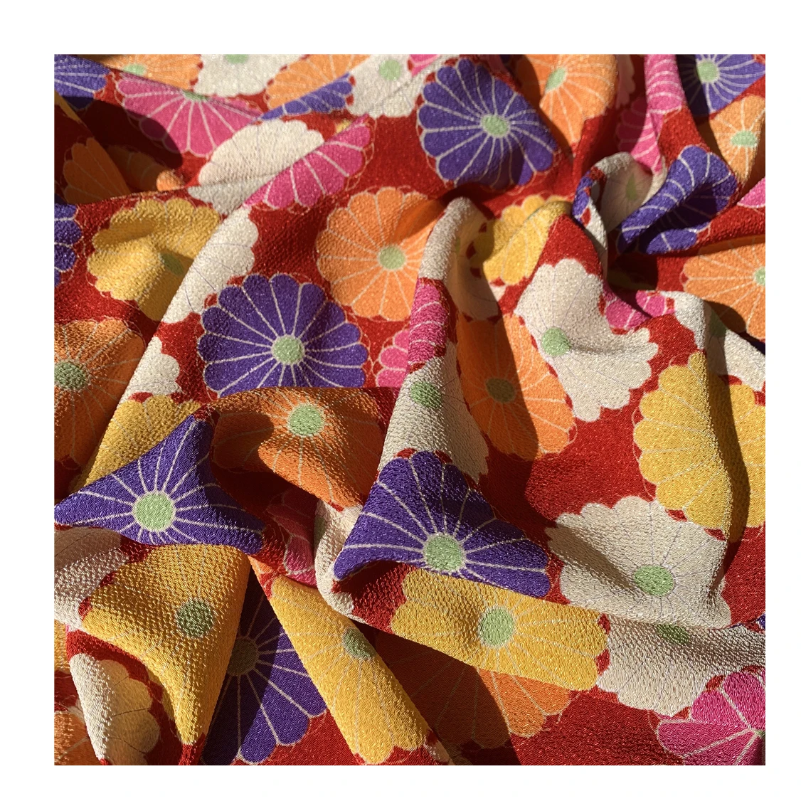 Japanese 6 Colors 100 Print Polyester Clothing Floral Fabric Dress