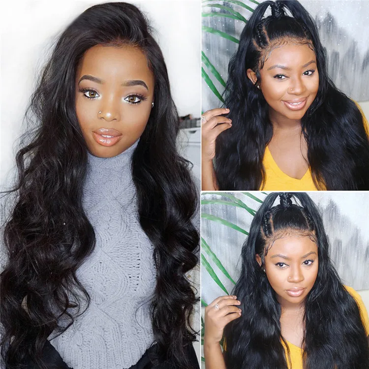 
Wholesale Cheap Transparent Human Hair Body Wave Indian Swiss Full Lace Front Half Wigs With Baby Hair 