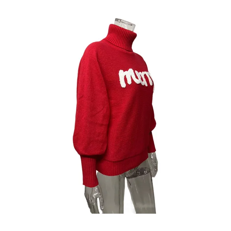 ZGBROTHERS 2024 Knitted Women Turtleneck Loose Pullover Female Jumper Elegant Winter Warm New Year Trendy Christmas Sweater