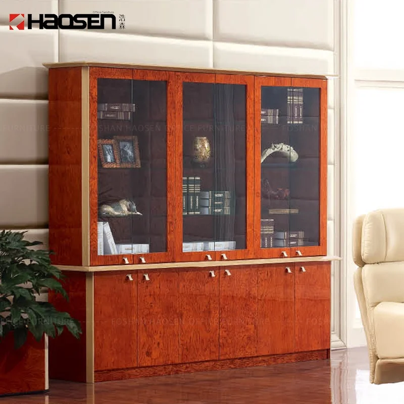 HAOSEN 6850A Luxury Italian style wooden Office bookcase 6 doors book office cabinets